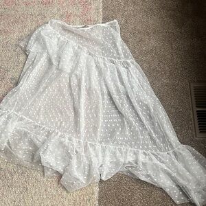 Intimately Free People Asymmetrical White Sheer Polka Dot asymmetrical skirt
